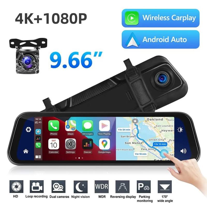 10" Autokamera v zrkadle Carplay Duálny objektív WiFi